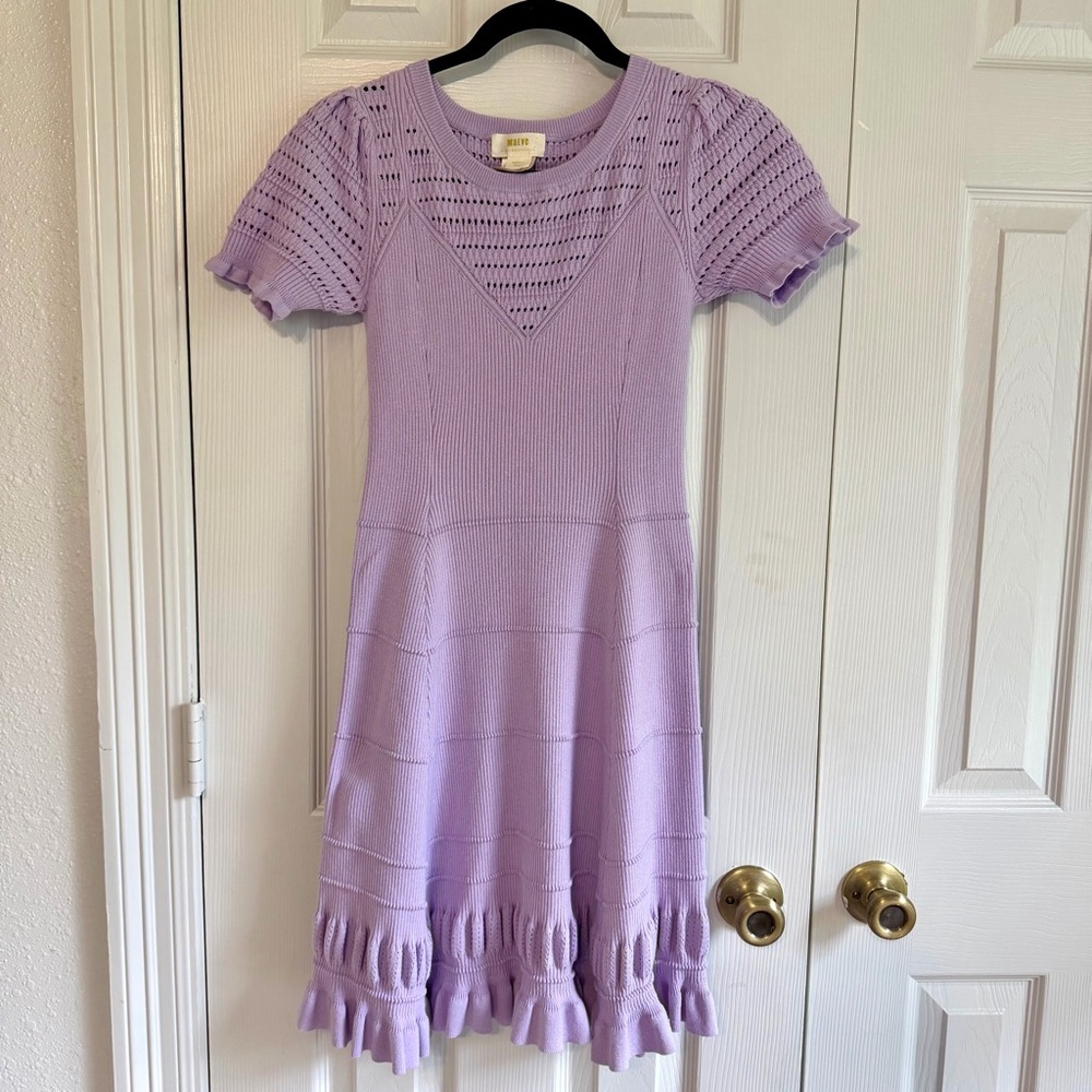 Maeve Anthropologie knit women’s dress small purple lavender fit and flare